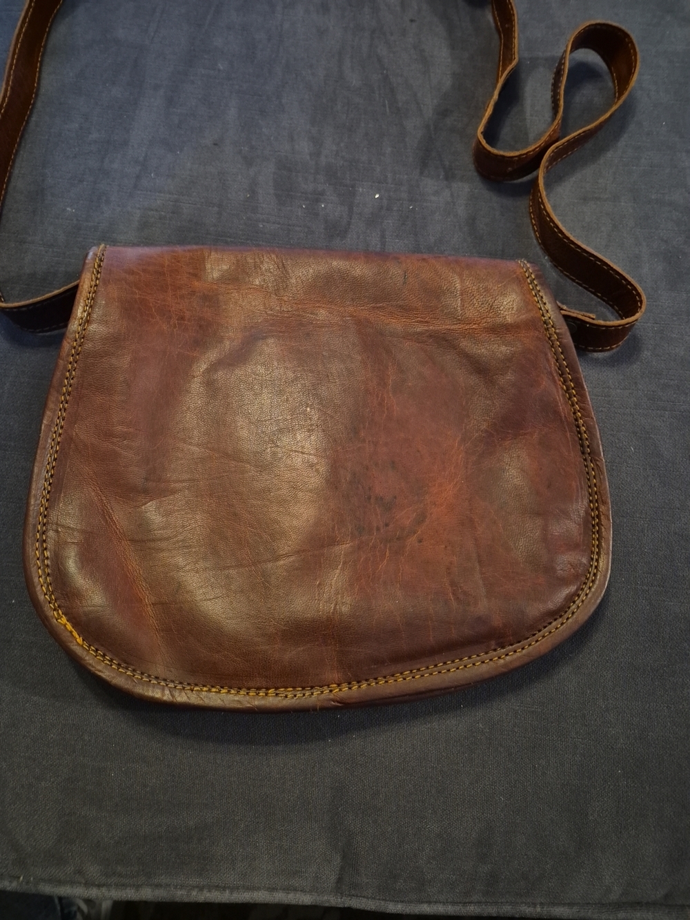 Women's Brown Leather Crossbody Bag By FIRU - Structured Everyday Shoulder Bag - Picture 7 of 12
